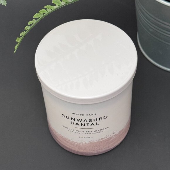 BBW Sunwashed Santal White Barn Bath & Body Works Single Wick Candle - Picture 5 of 10